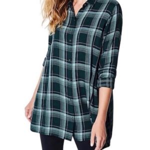 JJill green mixed plaid tunic in size Petite Large